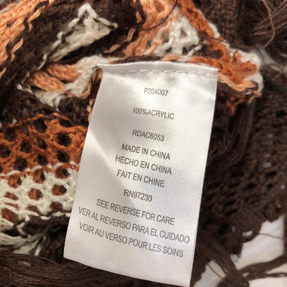Almost Famous Women's Crochet Dress Large Brown & White‎ Chevron Pattern NWT - Picture 6 of 8